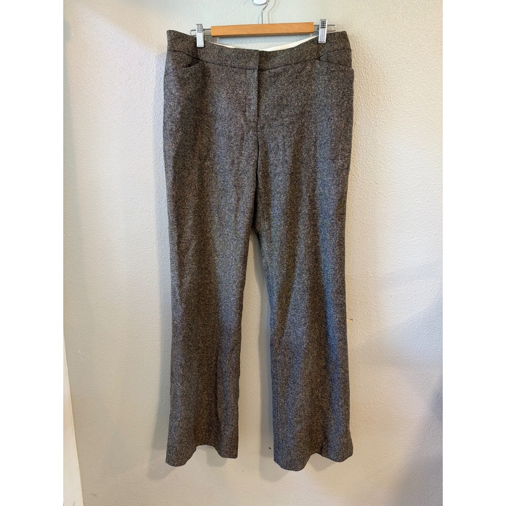 Body by Victoria Christie Fit Trousers Women 12 Long Brown Wool Silk Tweed Pants